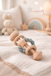 Sonajeros de madera y silicona